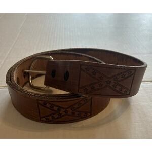 Flag Leather Mens Belt Sz 36 “Cody” Hand Tooled Name Belt Silver Buckle
